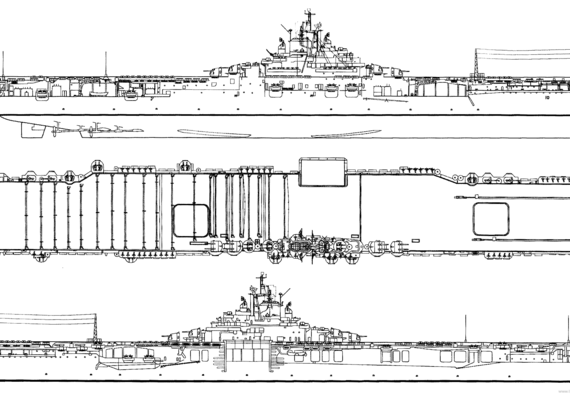 Авианосец USS CV-10 Yorktown 1944 [Aircraft Carrier] - чертежи, габариты, рисунки